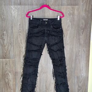 R3bêl Men's Stacked Fit Distressed Deconstructed Black Jeans Size 30 Streetwear